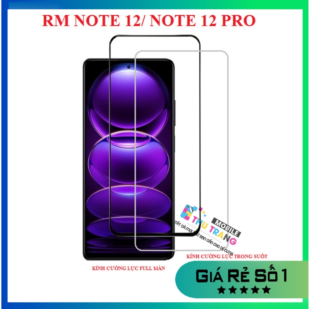 Xiaomi Redmi Turbo 3 Poco F6 Redmi 13 Redmi Note 13 Note 13 Pro Note 13R Pro Note 12 Note 12S Note 12 Pro Note 12 Turbo Note 12T Pro Note 12R Note 12R Pro - Kính cường lực full màn hình có viền đen , kính cường lực trong suốt không full màn