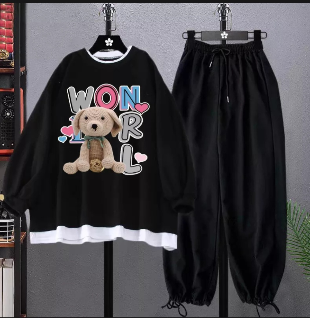 Sét áo sweater kèm quần bom in gấu bông (CÓ BÁN LẺ)