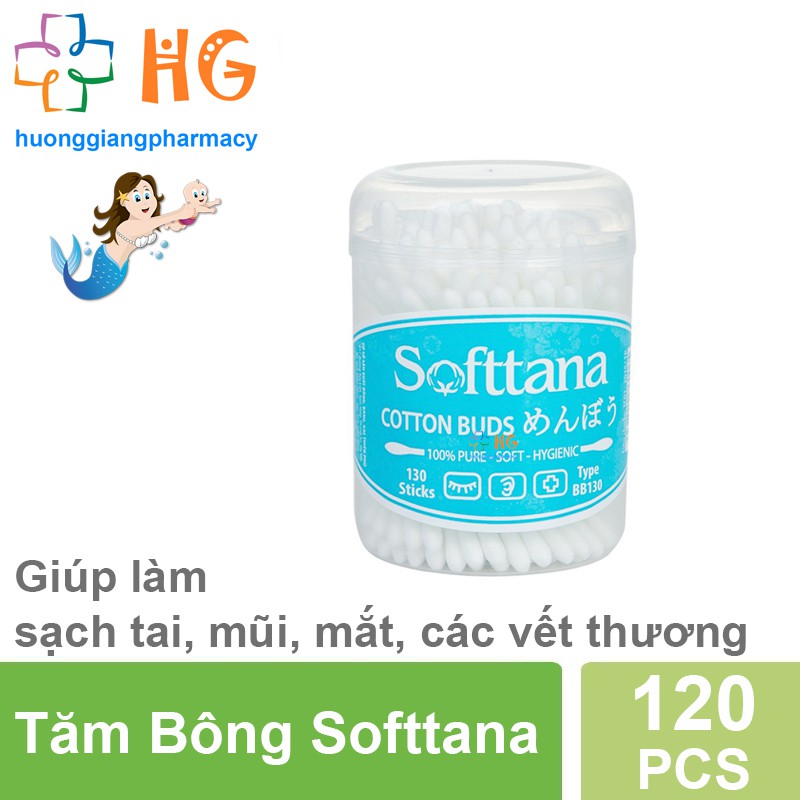 Tăm bông Softtana trẻ em BB120 (Lọ 120 que)