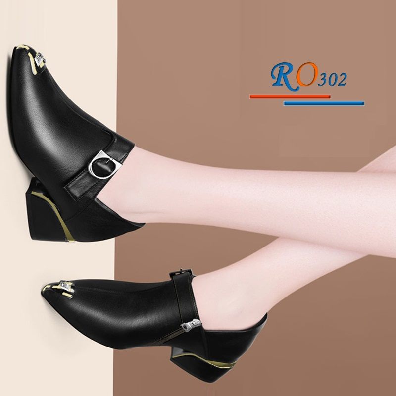 Giày bốt nữ cổ ngắn hàng hiệu Rosata - RO302