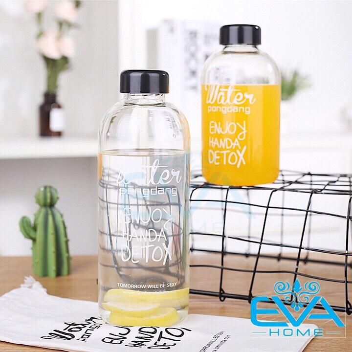[HCM]Bình Đựng Nước Thuỷ Tinh Detox 600 Ml