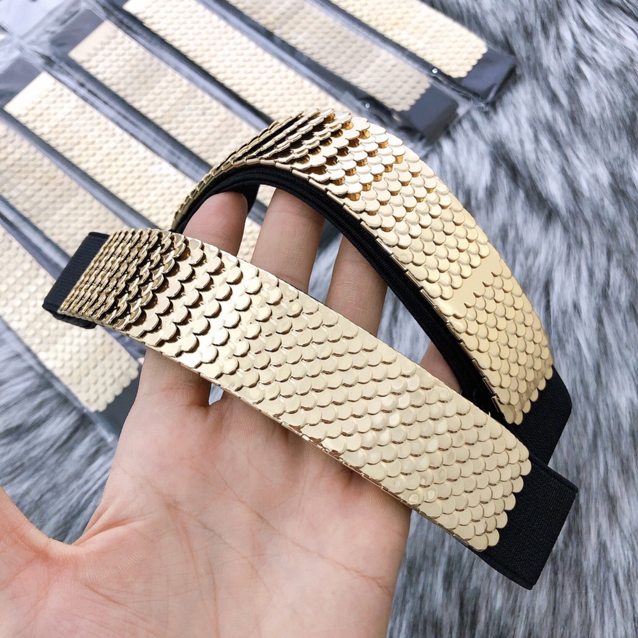 Dây nịt đai mặc váy belt mặc đầm vảy cá bản nhỏ 3cm