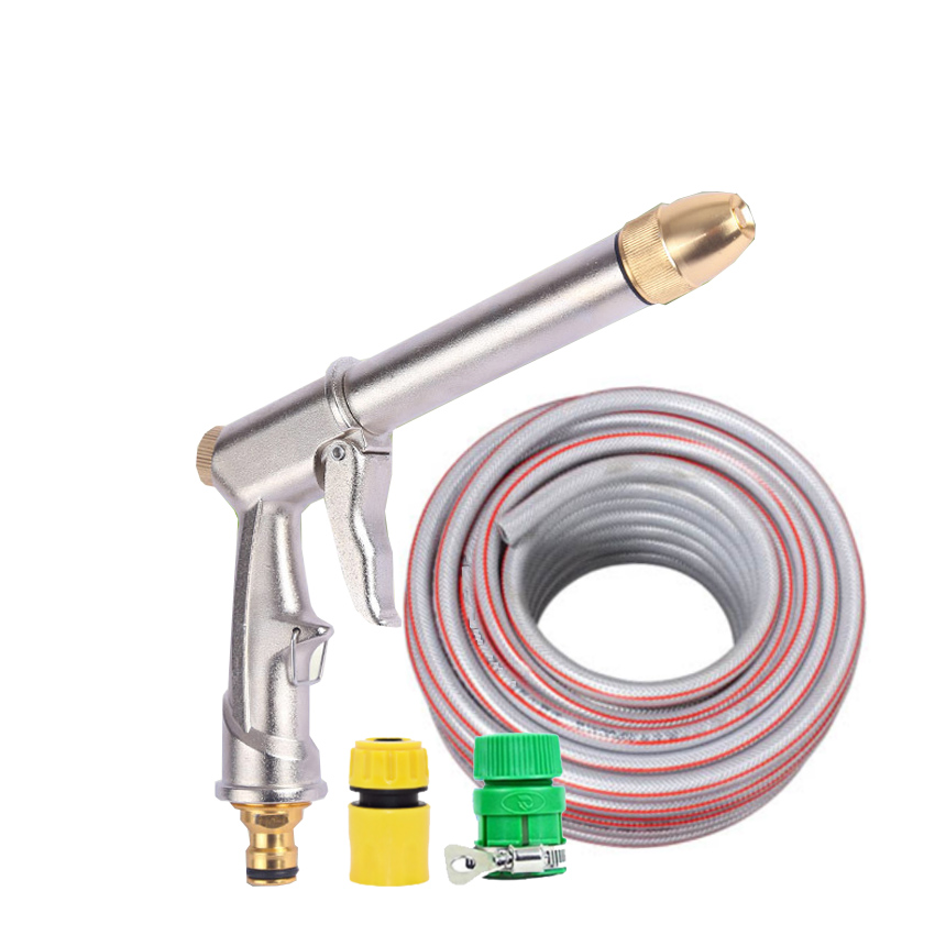 Bộ dây và vòi phun nước rửa xe,tưới cây,vòi xịt nước rửa xe,vòi tưới cây thông minh tăng áp lực nước TLG 810576-1 (dây xám- cút vàng,nối vàng)