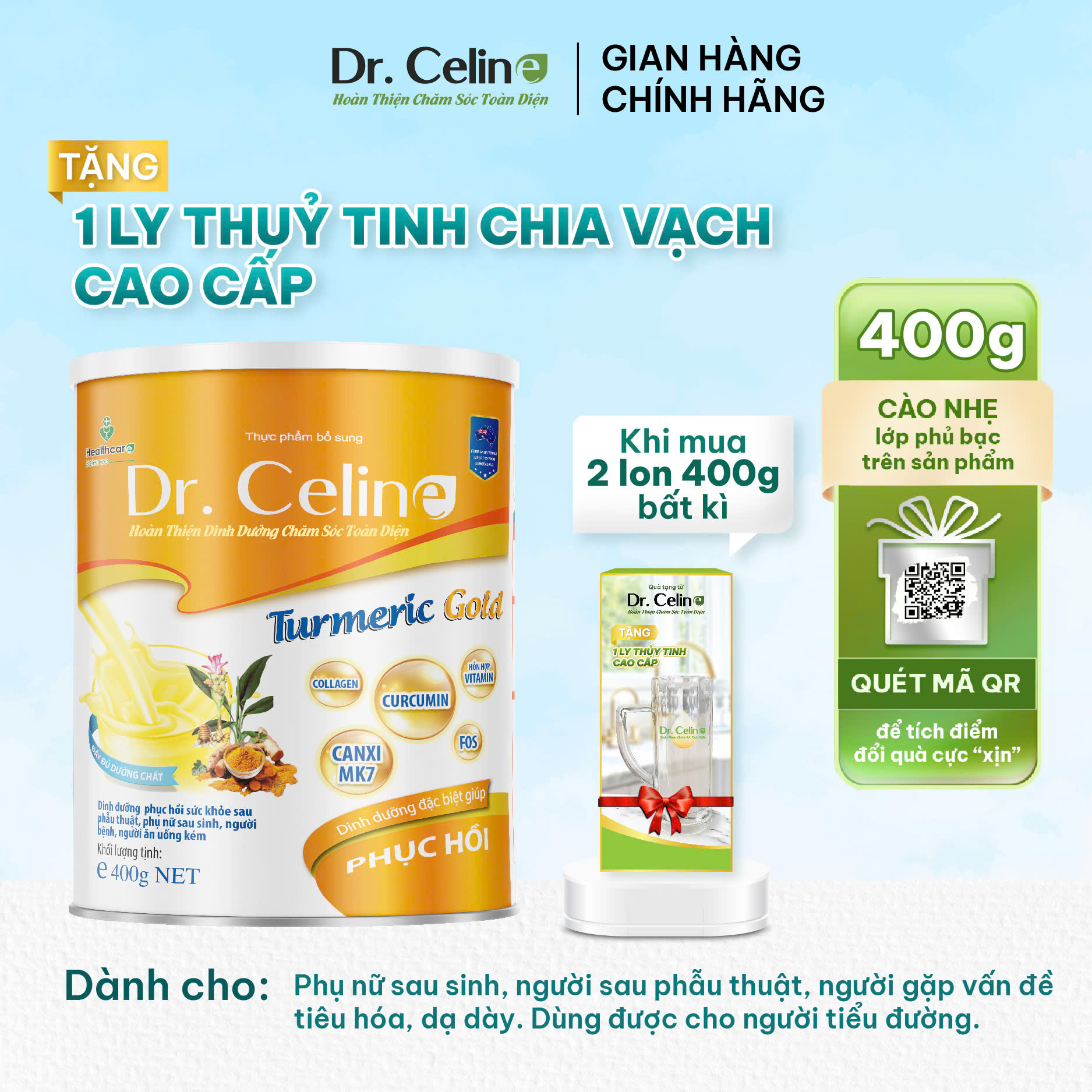 Sữa nghệ phục hồi sức khỏe Dr. Celine 400g