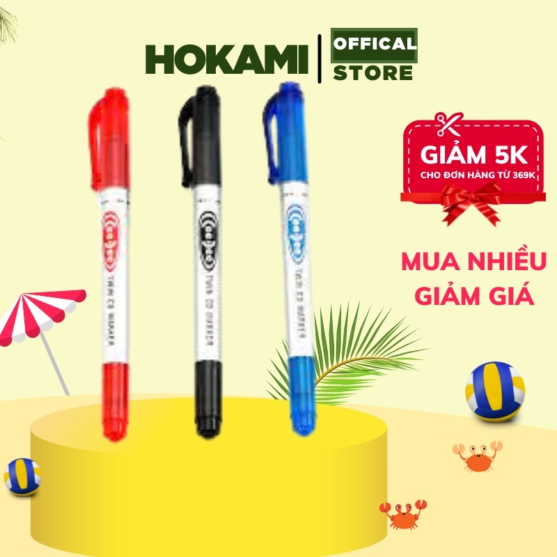 Bút lông dầu thiên long 2 đầu nét nhỏ không xóa được pm
