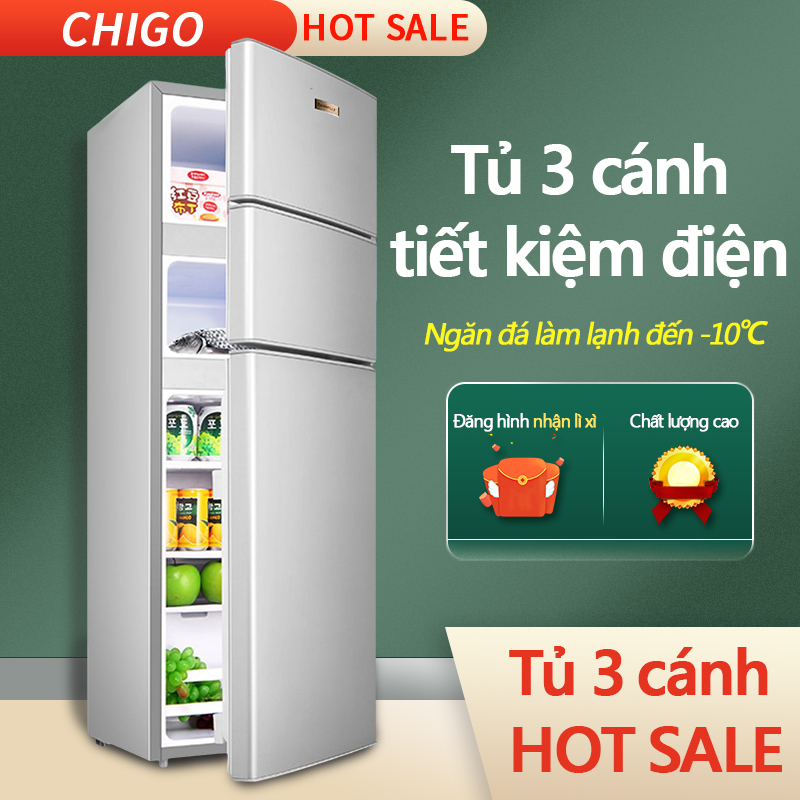 Tủ lạnh 3 cánh 148L SAKURA màu bạc tủ lạnh mini tủ lạnh cỡ nhỏ ba cửa 3 cánh 3 ngăn làm lạnh, đông mềm, đông đá, sang trọng hiện đại tiết kiệm điện tủ lạnh gia dụng tủ lạnh mini tủ lạnh cỡ nhỏ