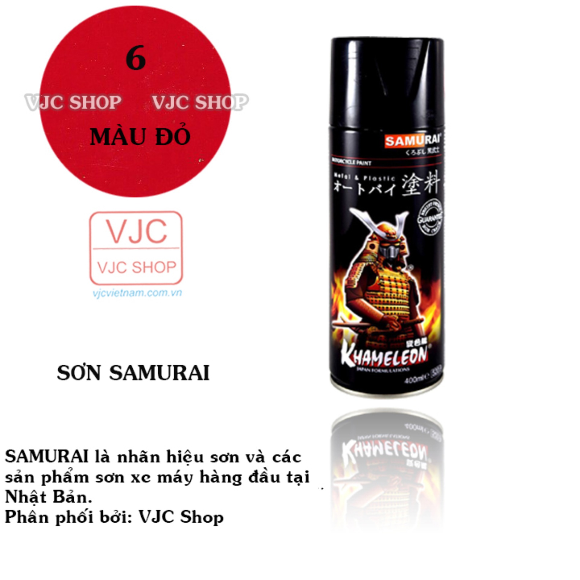 Chai sơn xịt sơn xe máy samurai màu đỏ 6