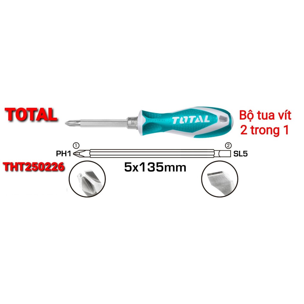 Bộ tua vít 2 trong 1 total 5x135mm tht250226