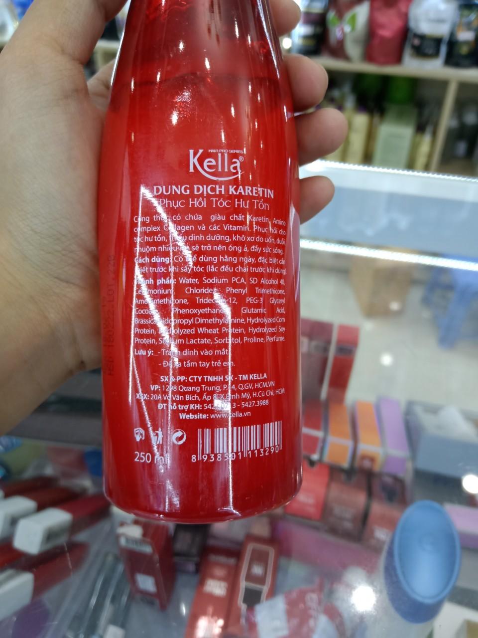 Xịt dưỡng tóc keratin phục hồi tóc hư tổn Kella 250ml