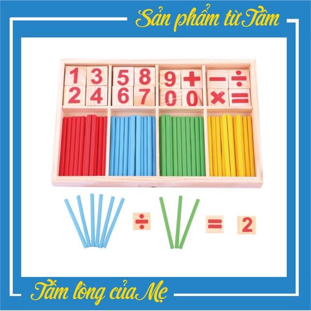 Bộ Que Tính Bằng Gỗ Và Chữ Số Học Toán An Toàn Cho Bé, Đồ chơi Gỗ