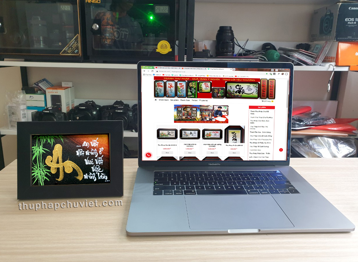 Tranh Thư pháp để bàn chữ An 1