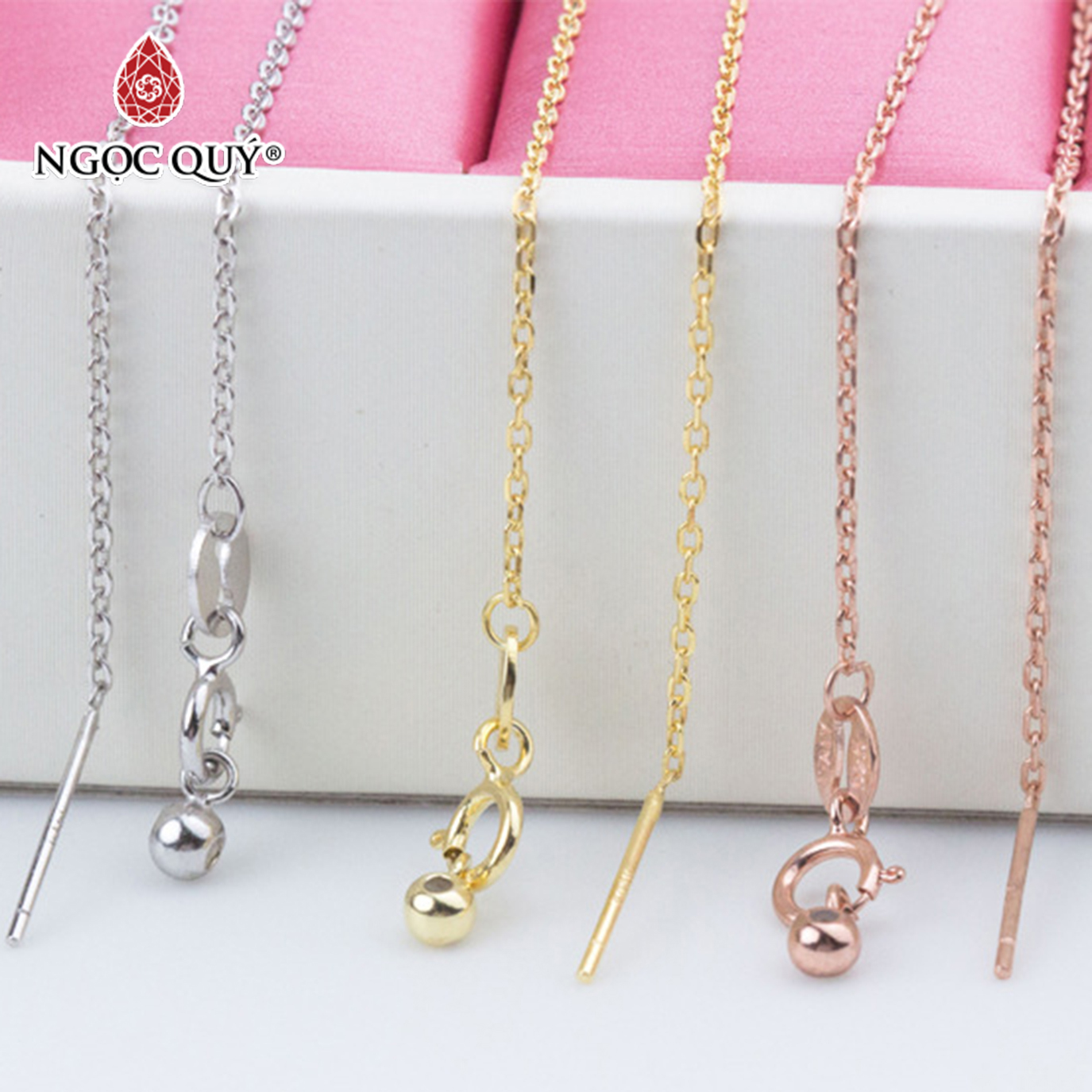 [HCM]Dây chuyền bạc dạng móc xích (có thể xỏ qua hạt đá lỗ nhỏ) - Ngọc Qúy Gemstones