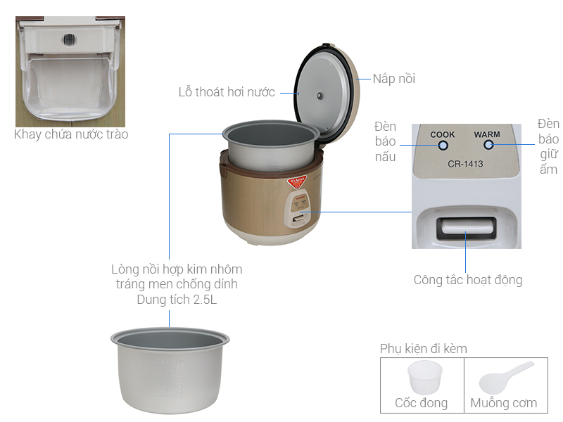 NỒI CƠM ĐIỆN CUCKOO CR-1413, DUNG TÍCH 2.5 LÍT