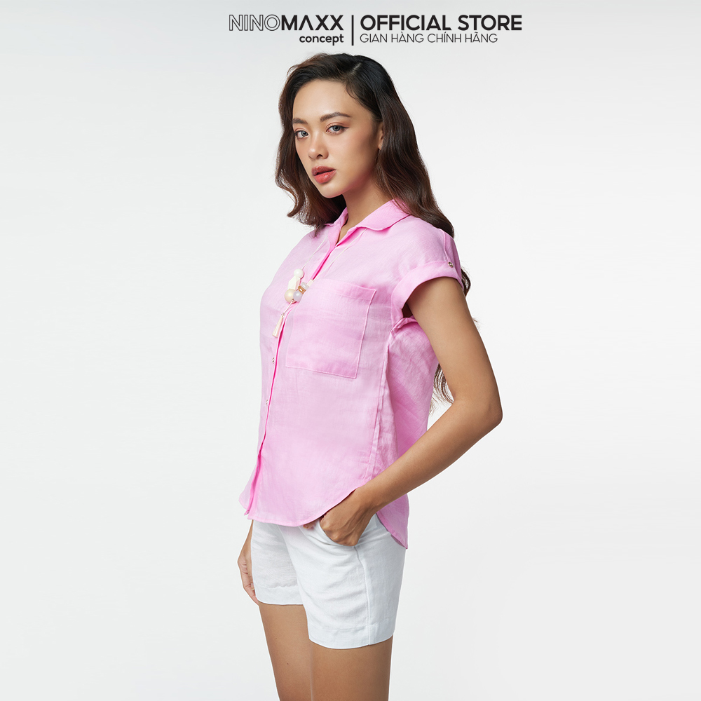 N&M Áo sơ mi Linen Nữ tay ngắn 2203019