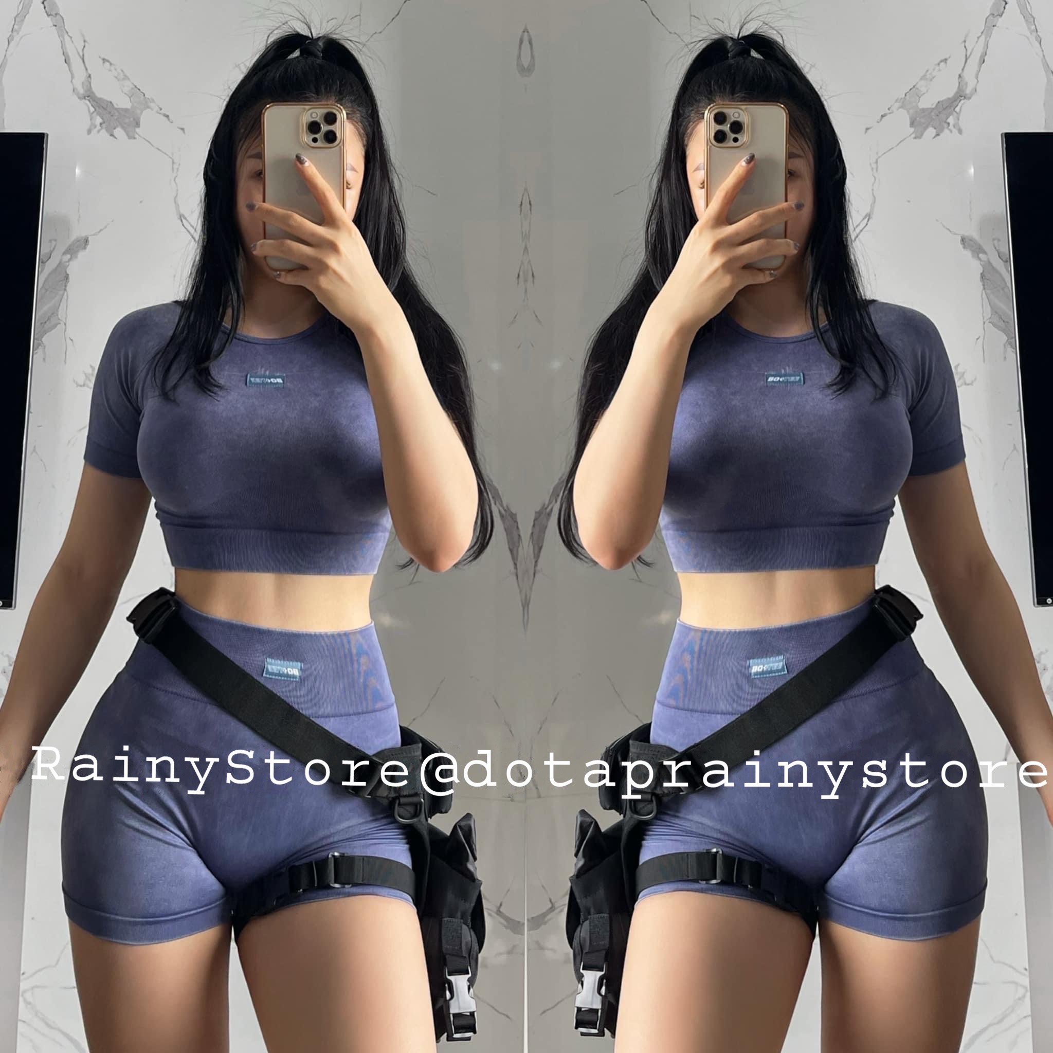 Bộ Tập BoTee Wash Crop Top Short