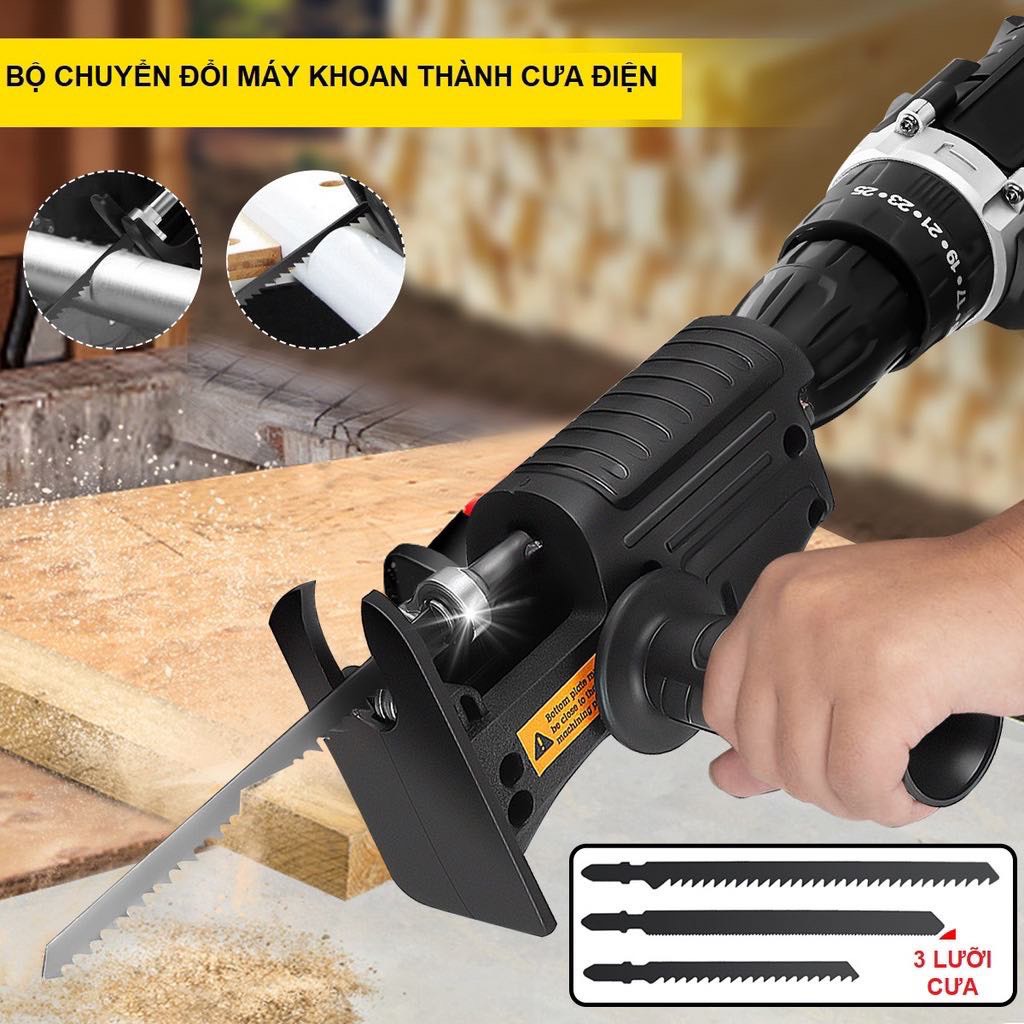Bộ chuyển đổi máy khoan thành máy cưa điện cầm tay - không lắp máy khoan vẫn dùng được như cưa tay thông thường thông tin sản phẩm - bộ chuyển đổi dùng đế lắp cho máy khoan cầm tay