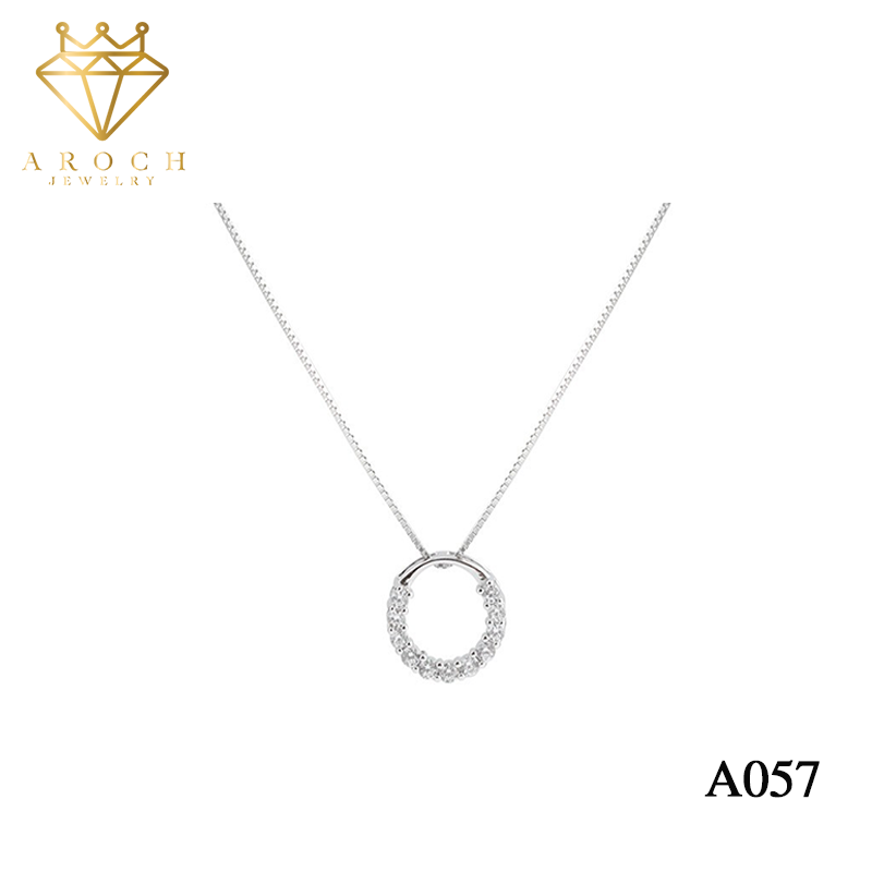 Dây chuyền nữ bạc 925 AROCH Jewelry A057-Gắn Đá Zircon Nguyên Khối