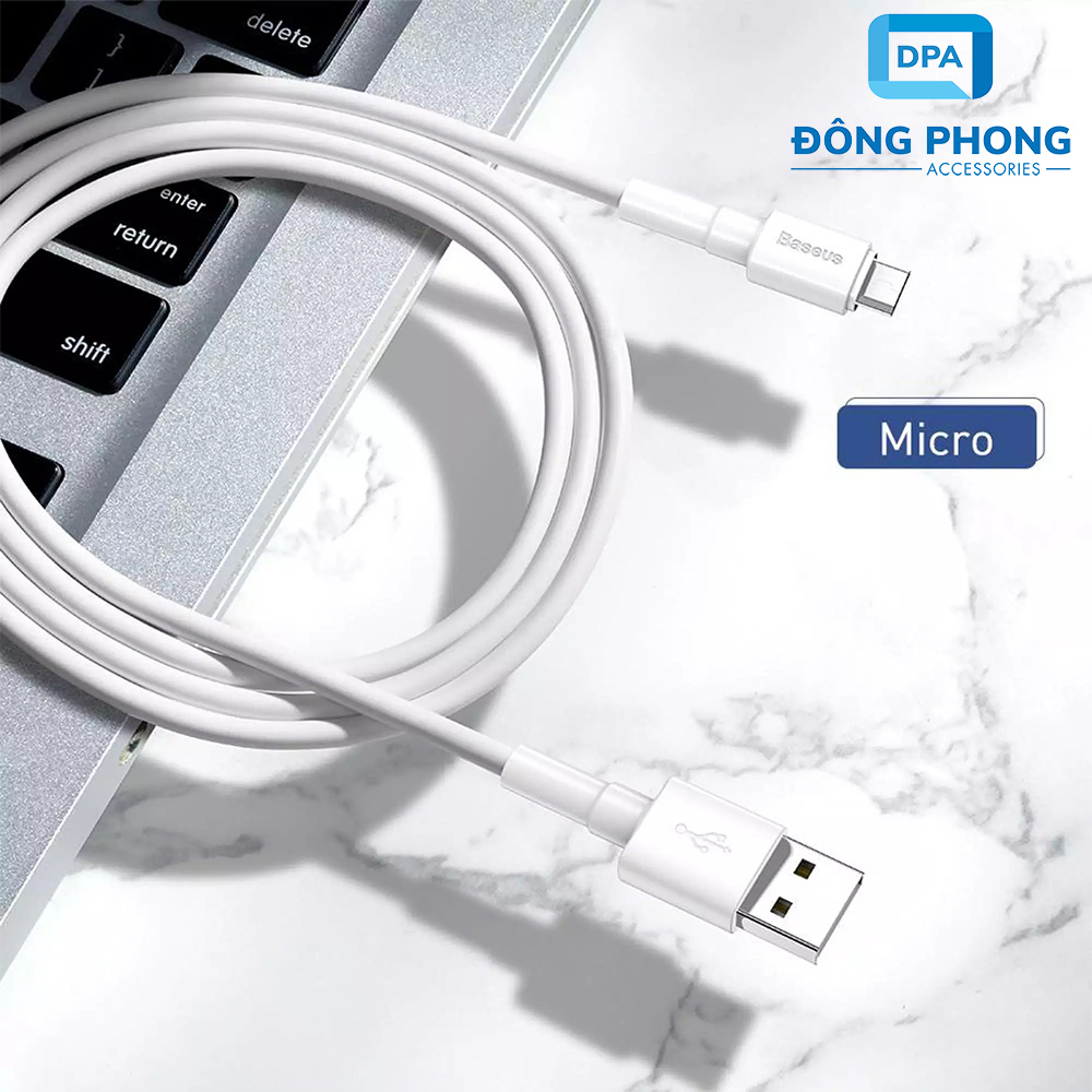Cáp Sạc Nhanh Baseus Mini White Cổng Micro USB Chính Hãng ( Quick Charging & Sync Data TPE Cable )