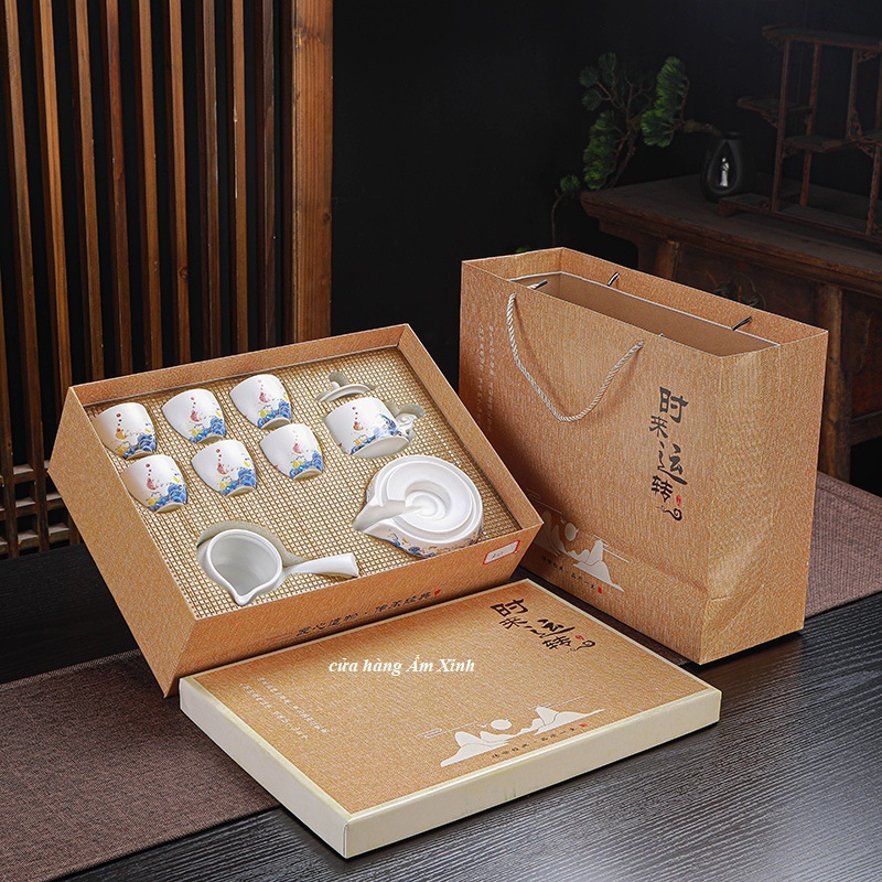 Bộ ấm chén pha trà đạo tự động Kiểu Cối Xay cao cấp