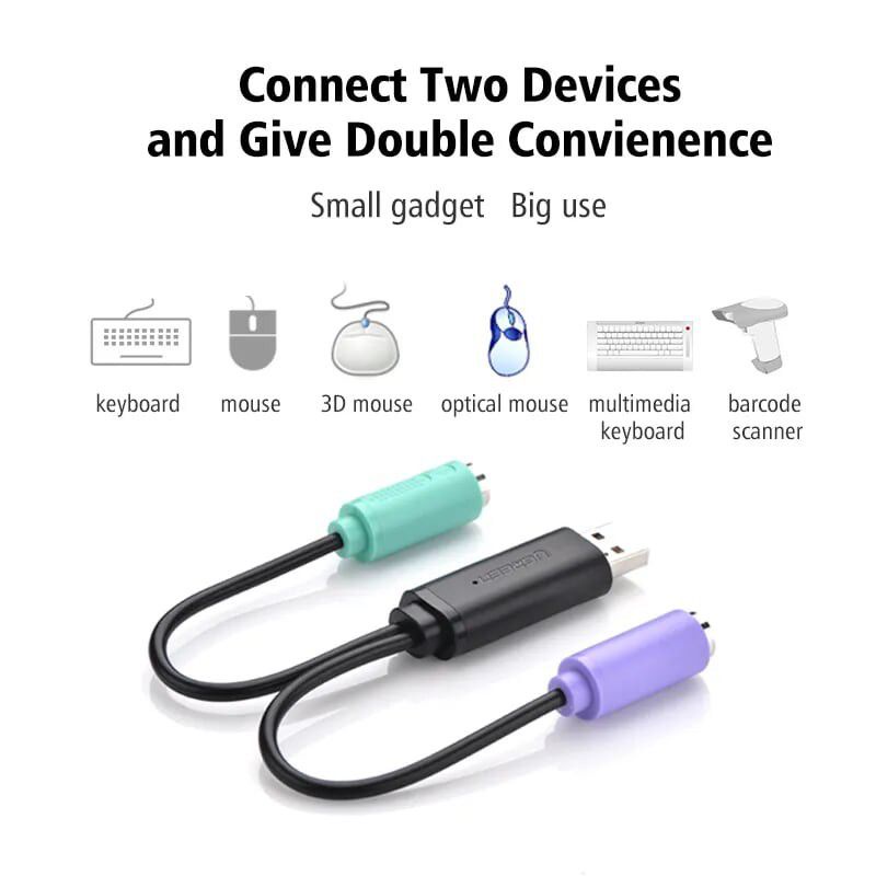 Cáp Chuyển Đổi USB Sang 2 Cổng PS2 Ugreen 20219 - Hàng