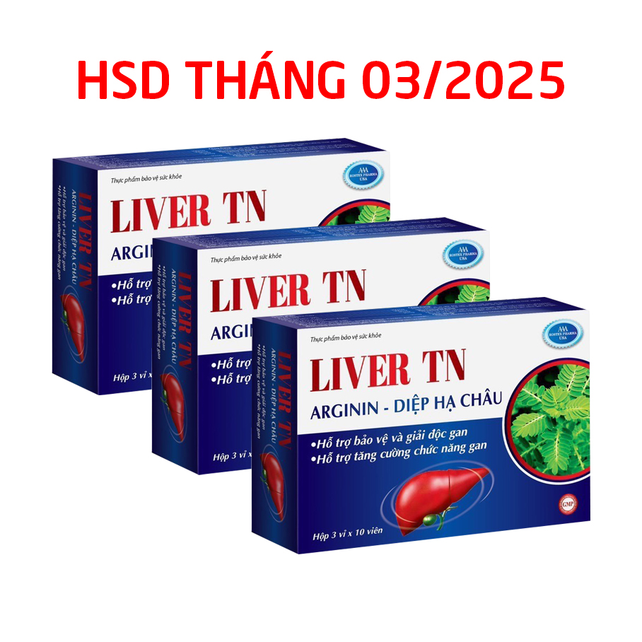 Combo 3 hộp bổ gan Liver TN giải độc gan, hạ men gan, tăng cường chức năng gan - Hộp 30 viên thành phần cà gai leo, diệp hạ châu