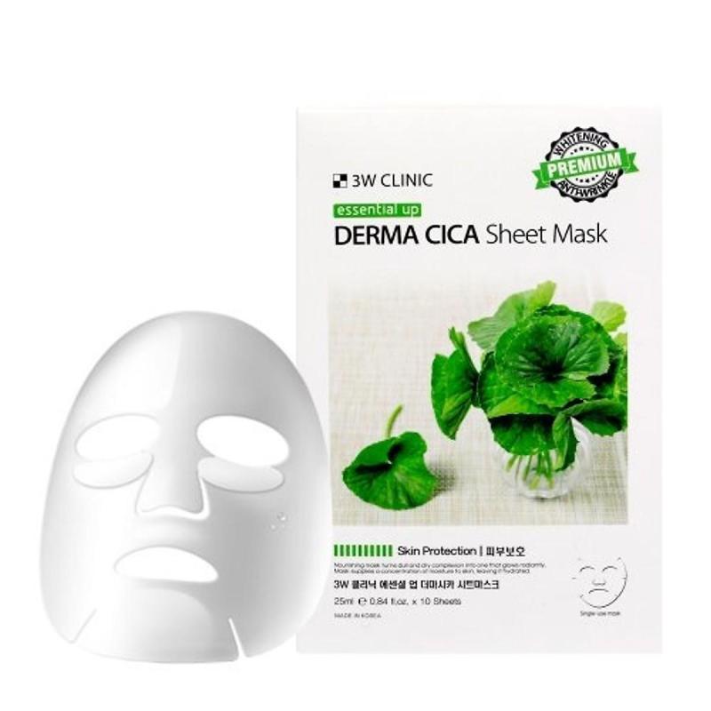 Hộp 10 Miếng Mặt nạ Rau Má Dưỡng Da Cao Cấp Hàn Quốc 3W Clinic Essential Up Derma Cica 25ml x10 giá rẻ