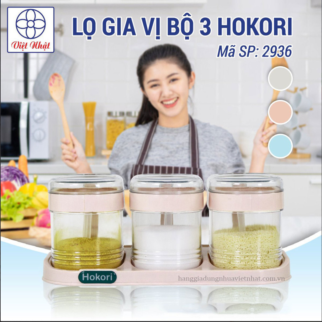 Lọ gia vị bộ 3, 4 hokori 2936