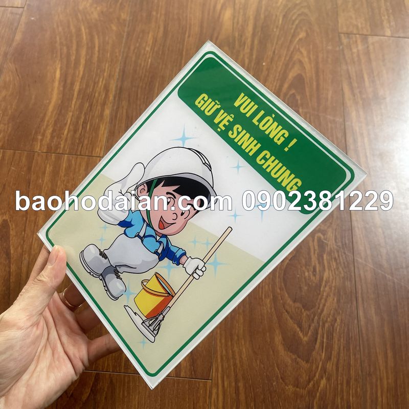 Bảng mica giữ gìn vệ sinh chung mica dán decal