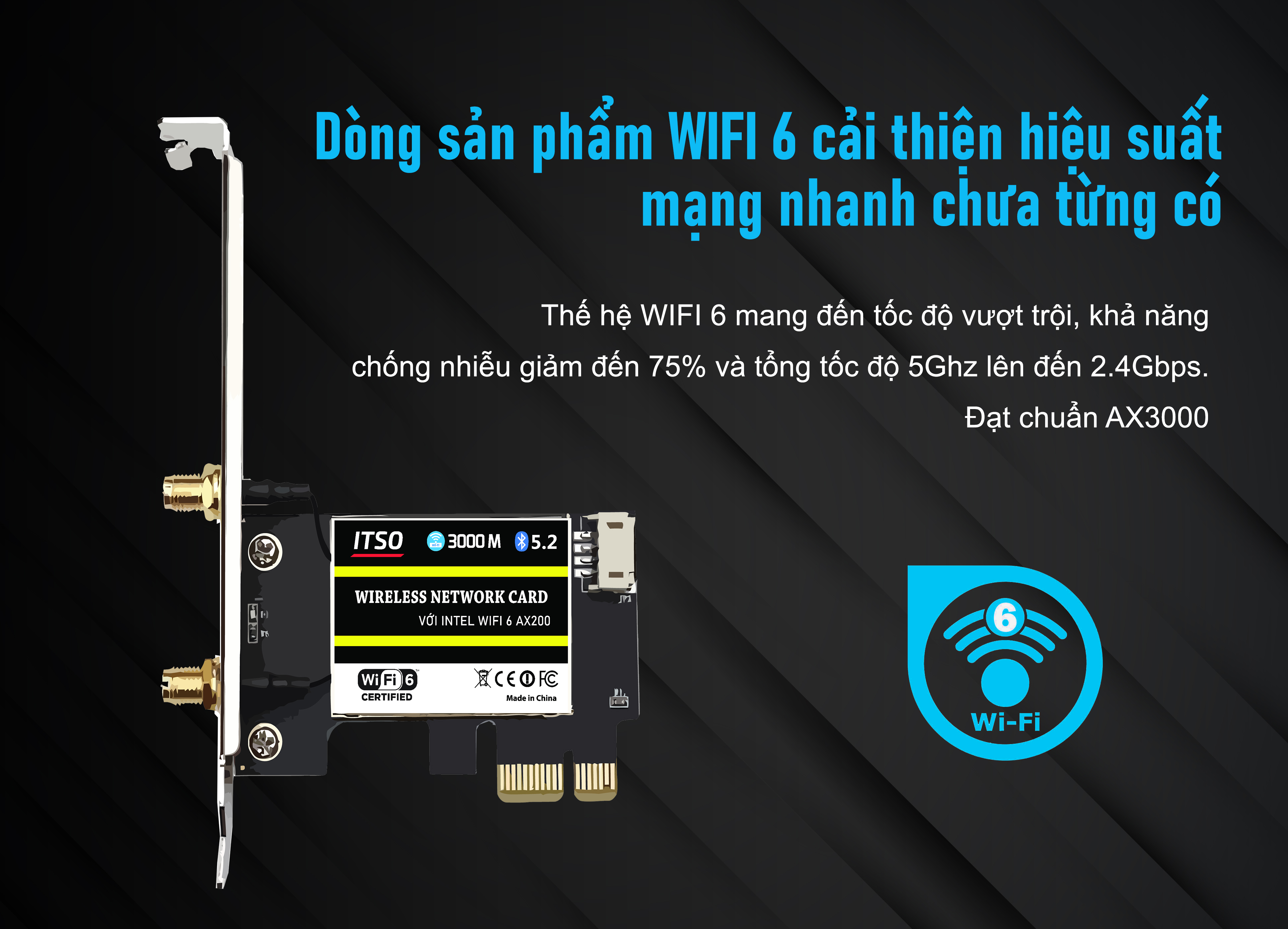 Card WIFI 6 Intel AX200 sử dụng khe cắm PCI