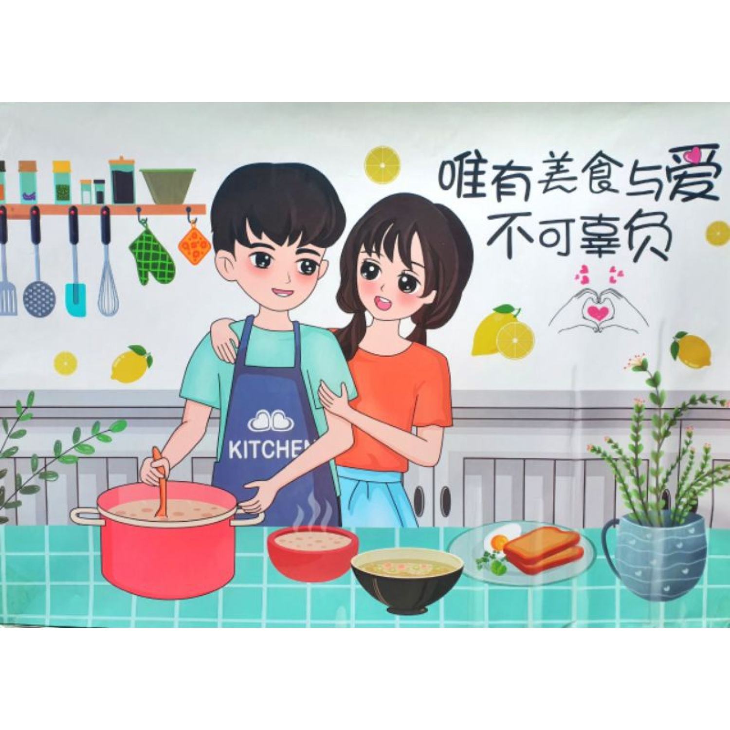 Decan dán chống dầu tủ bếp, dán tường nhà bếp cách nhiệt chống dầu mỡ, chịu nhiệt - decal dán bếp họa tiết 3d