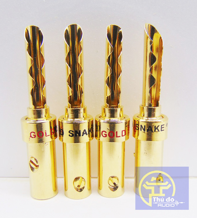 4 jack bắp chuối răng cưa thuần đồng Gold Snake | Thân đồng nguyên, mạ vàng, ốc siết