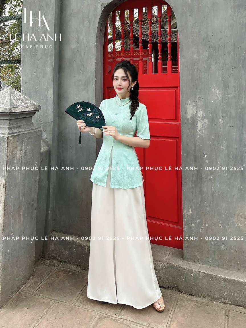 Set bà ba áo gấm quần dài ống rộng #setbobaba