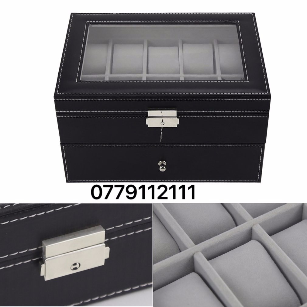 hộp đựng đồng hồ 2 tầng (20 cái) mút xám