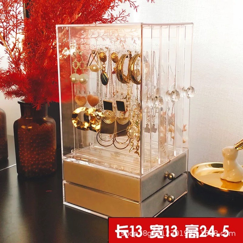 Hộp đựng đồ trang sức nhiều ngăn trong suốt nhựa dày chắc chắn