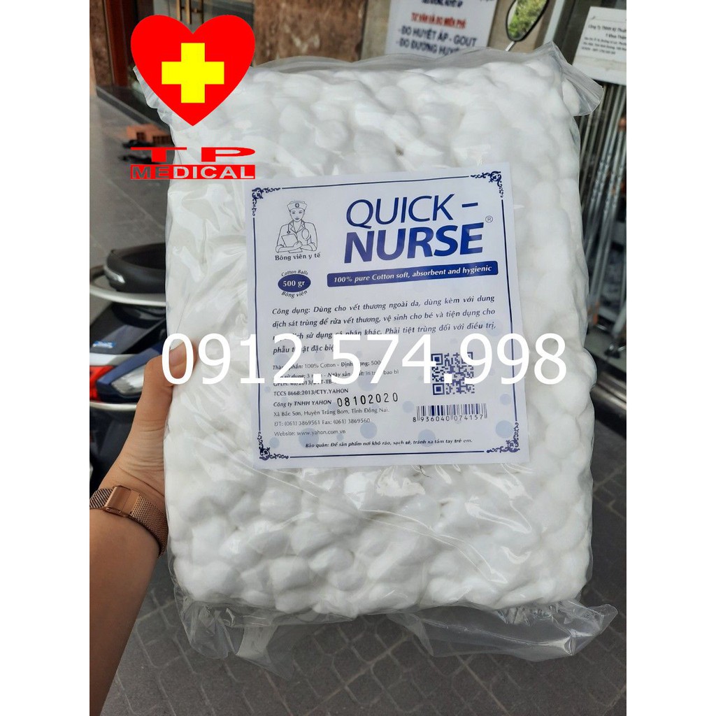 Bông gòn viên y tế Quick Nurse gói 500g