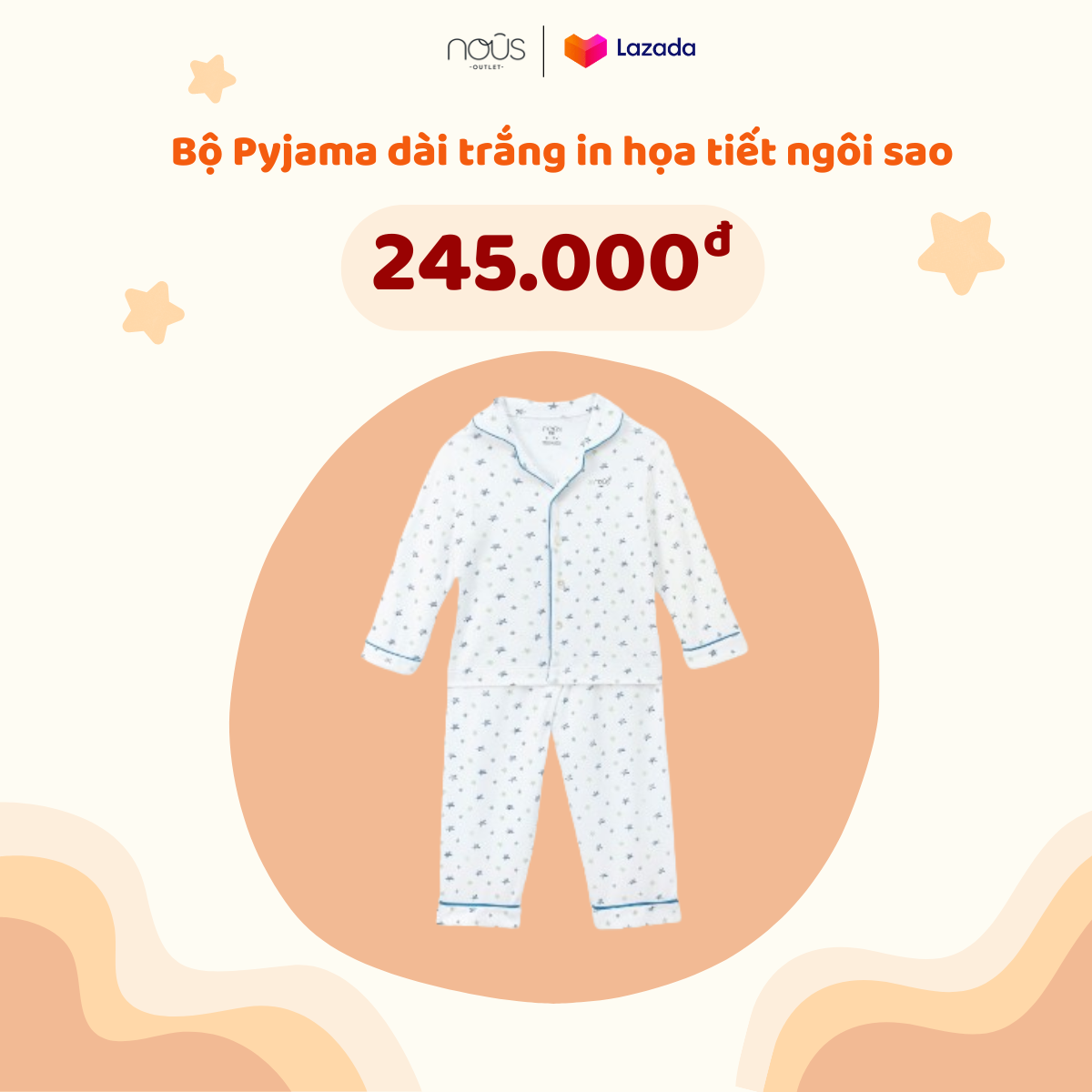 [Nous Kid] Bộ đồ ngủ pyjama Nous cho bé trai, bé gái (size 2-6 tuổi)