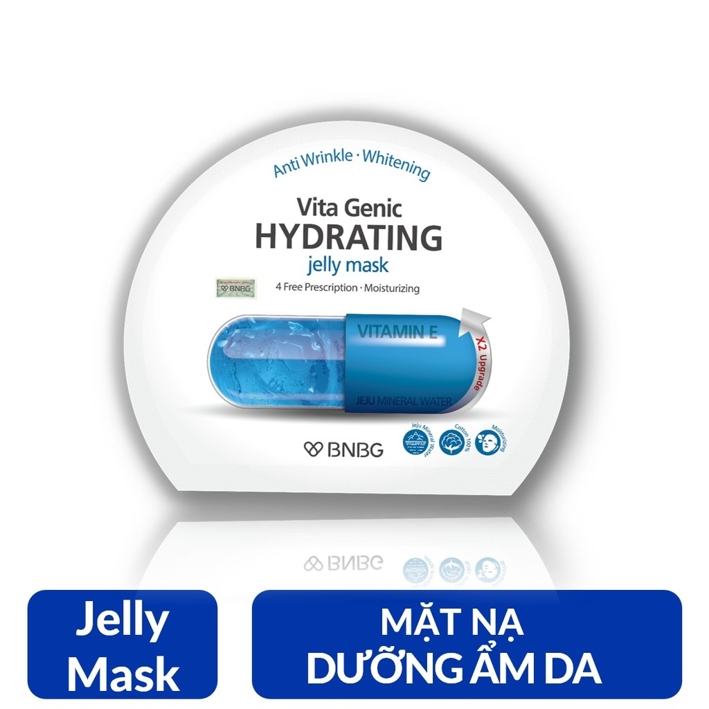 Hộp 10 Mặt nạ giấy cấp nước dưỡng ẩm da mềm mượt, căng bóng BNBG Vita Genic Hydrating Jelly Mask (Vitamin E) 30mlx10