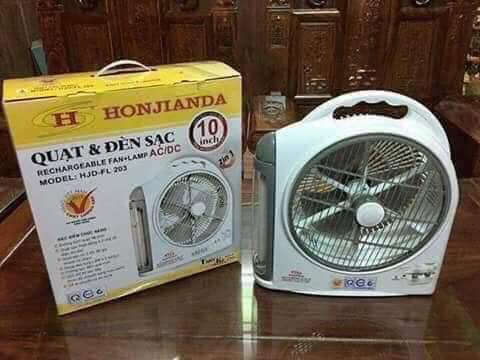 Quạt Sạc HONJIANDA HJD-FL203 LED (2 Bình ắc quy)