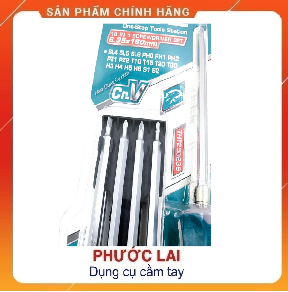 Bộ tuốc nơ vít đa năng 18 chi tiết total tht250236
