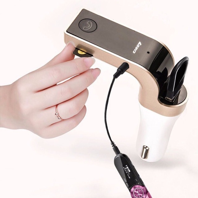 Tẩu sạc xe hơi CARG7 hỗ trợ bluetooth kết nối nghe nhạc MP3 1 cổng USB 1 cổng thẻ nhớ TF dùng được cho các dòng oto
