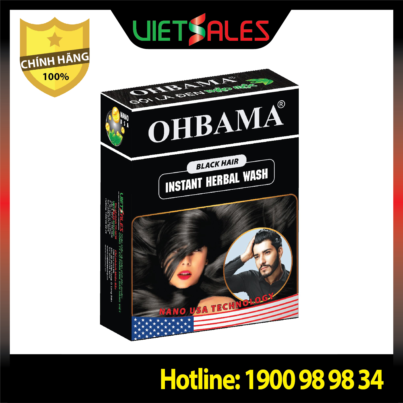 Dầu Gội Phủ Bạc OHBAMA - Gội là Đen [Hộp 10 gói]