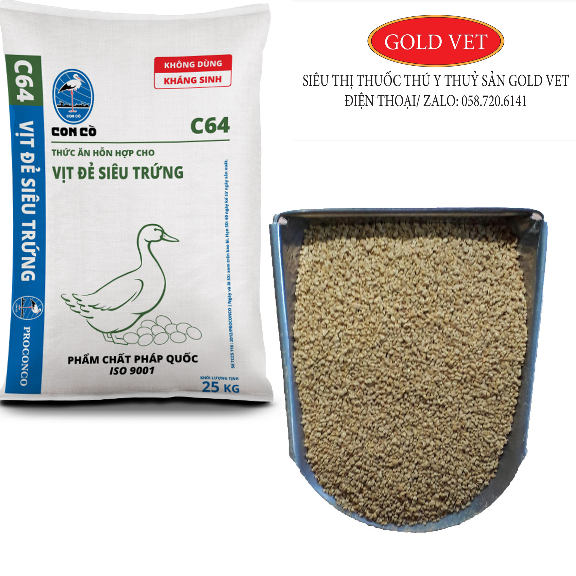 C64 ( 1 kg, 5kg  )Cám hỗn hợp cho vịt đẻ siêu trứng ( Cám con cò)