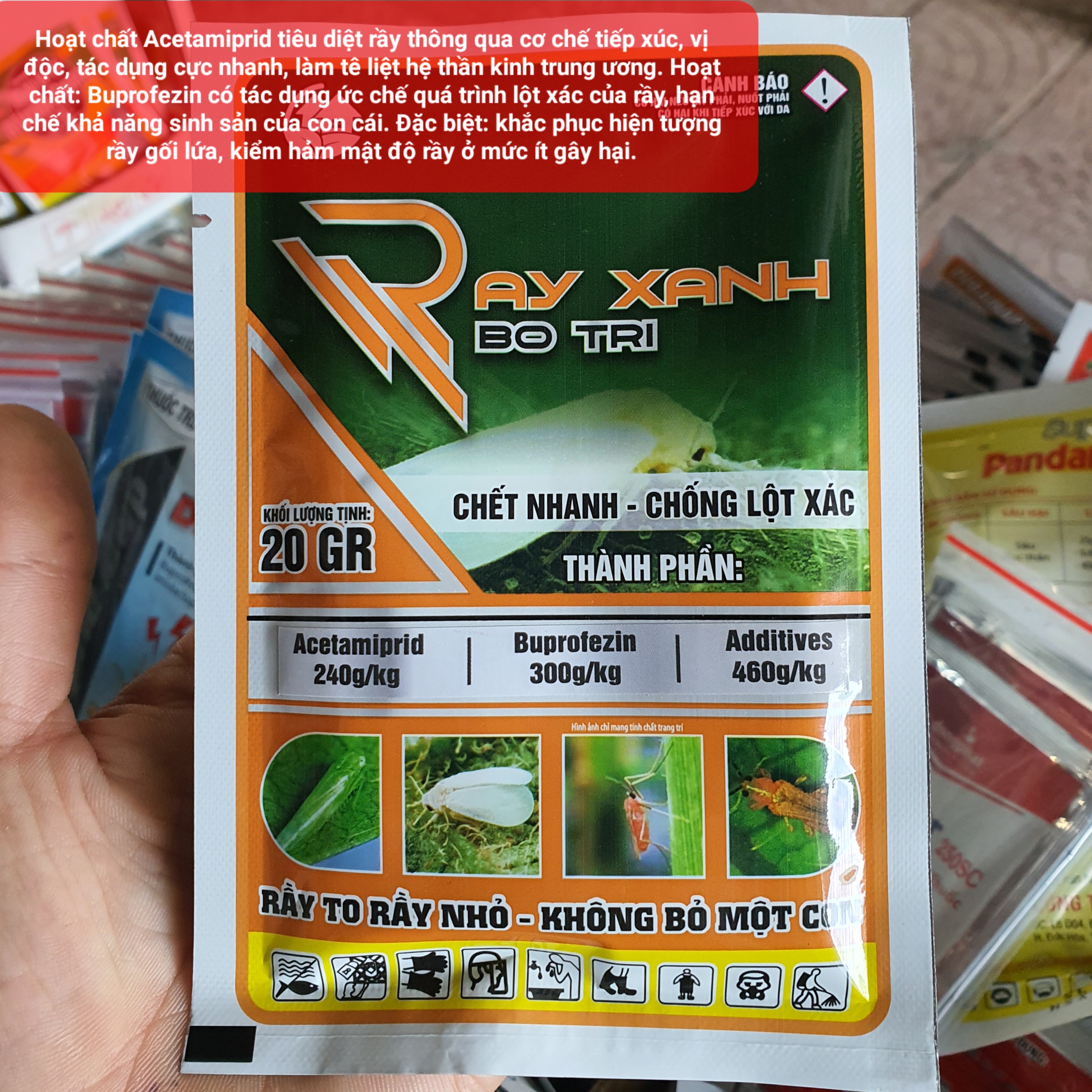 (Combo 10 gói)💎 KHẮC TINH RẦY RỆP MÁT BÔNG ĐẸP TRÁI LƯU DẪN MẠNH HIỆU LỰC KÉO DÀI RẦY XANH - BỌ TRĨ (Gói 20gr) Thuốc trừ sâu KHONGRAY 54WP 💖
