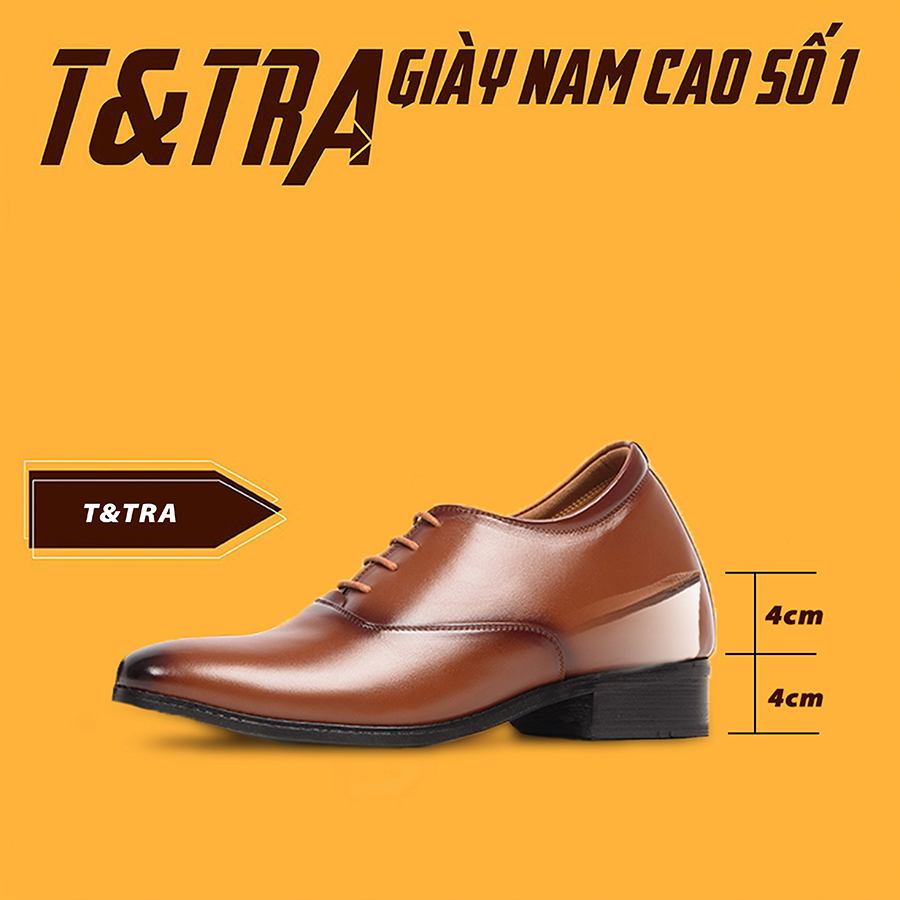 [8cm] shoes height increasing Men T&TRA S1012 Brown cowhide