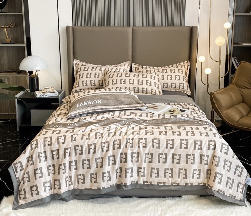 Bộ drap LỤA THÁI Hoa văn cao cấp 5 món CÓ MỀN CHẦN