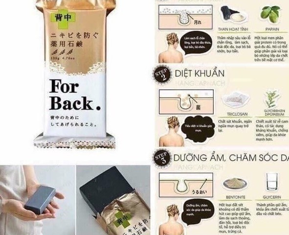 [HCM]Xà phòng làm sạch mụn lưng For Back Medicated Soap của Nhật