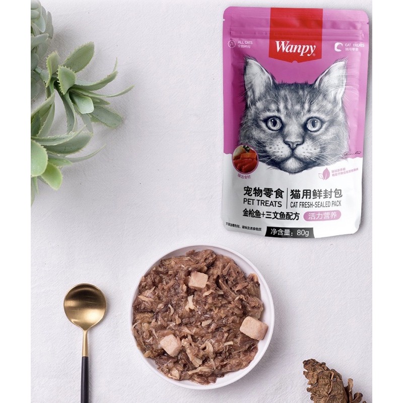 Combo 30 gói pate WANPY đủ vị cho mèo mọi lứa tuổi gói 80g
