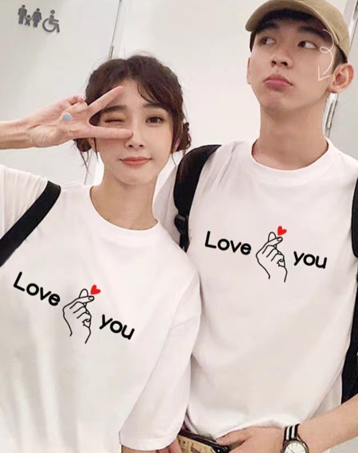 Áo thun đôi i love you bắn tim 85