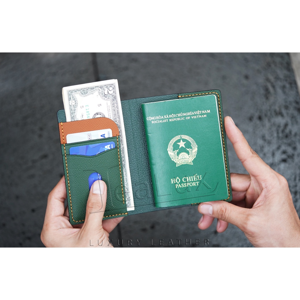 Ví DA Đựng Hộ Chiếu Da Epsom Handmade LEALUX Passport Wallet