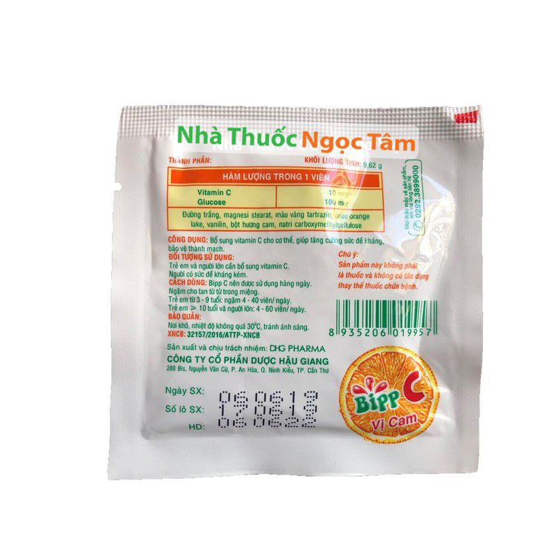 Kẹo ngậm Bipp C DHG Hộp 35 gói